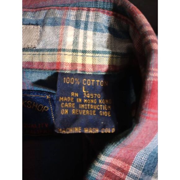 Apparel Workshop Shirt Men's Large Chambray Button Front Short Sleeve - Picture 5 of 6